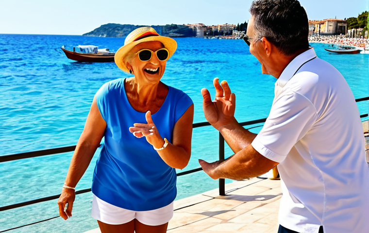 **

"A cheerful animator, fully clothed in comfortable resort wear, engaging with guests during a daytime activity at a sunny Italian resort. The scene includes people of various ages laughing and enjoying themselves. Background shows the beach and clear blue sea.  Safe for work, appropriate content, professional, family-friendly, perfect anatomy, correct proportions, natural pose, well-formed hands, proper finger count, natural body proportions."

**