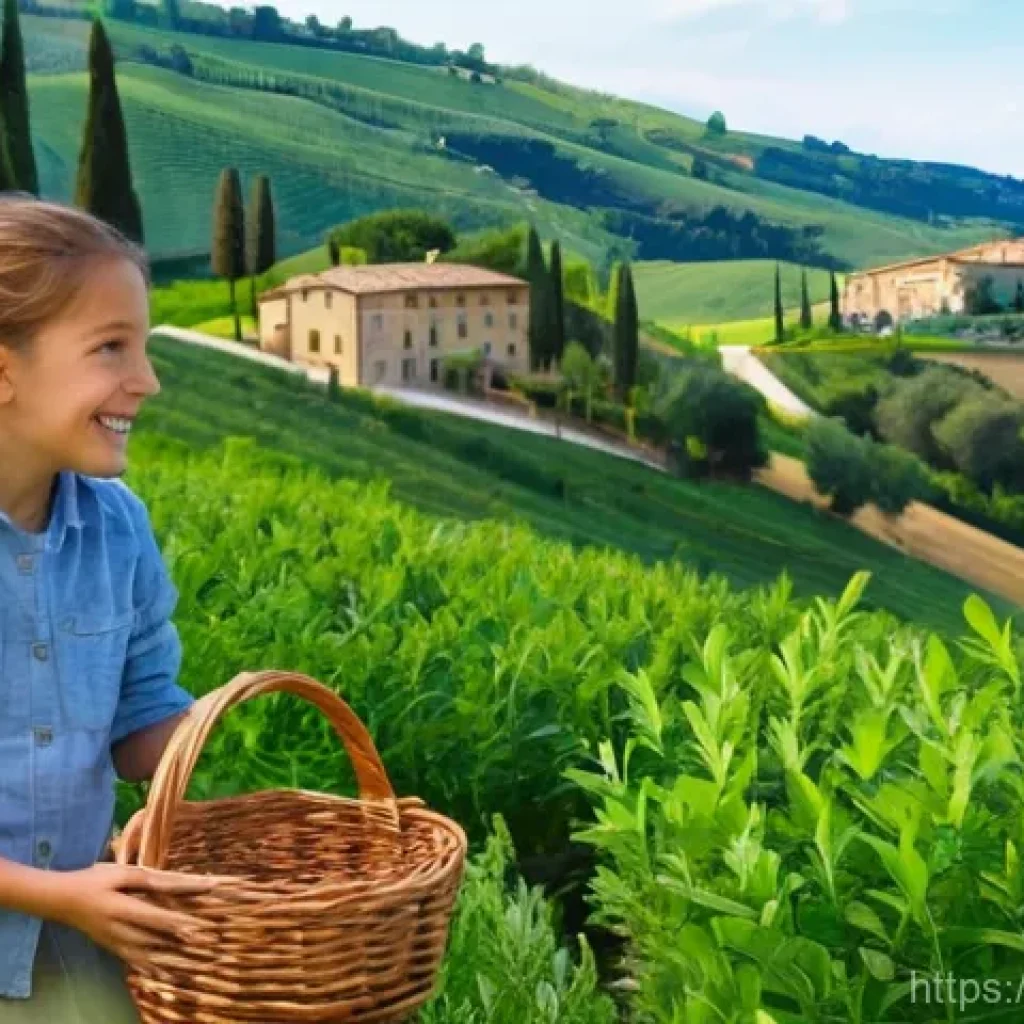 레크리에이션 지도자와 지속 가능한 활동 - **Prompt 1: Tuscan Agriturismo - Wild Herb Discovery**
    "A vibrant, sun-drenched scene at a tradi...