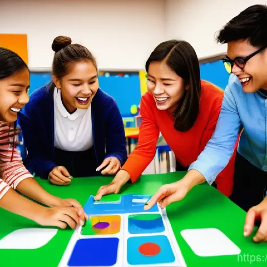 레크리에이션 교육자료 제작 방법 - **Prompt:** A dynamic, brightly lit scene in a modern, creatively designed learning center filled wi...