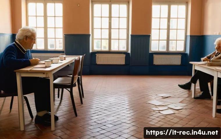 레크리에이션 지도자와 시니어 프로그램 - A bright, photorealistic scene inside a small Italian day-centre in late morning: a warm, sunlit mul...