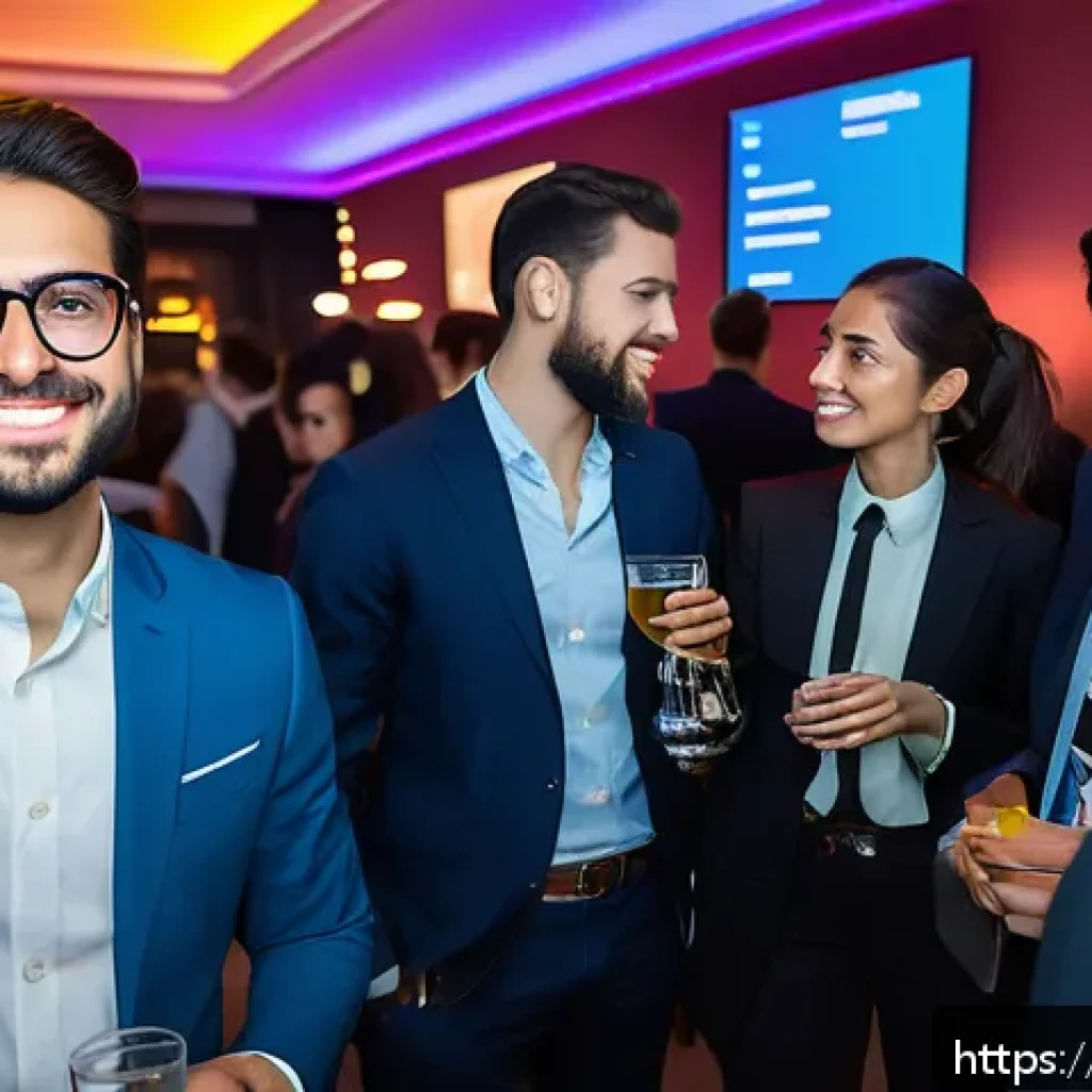 레크리에이션 지도자와 사업 기획 - A lively networking event for young Italian professionals in a stylish modern venue in Milan, featur...